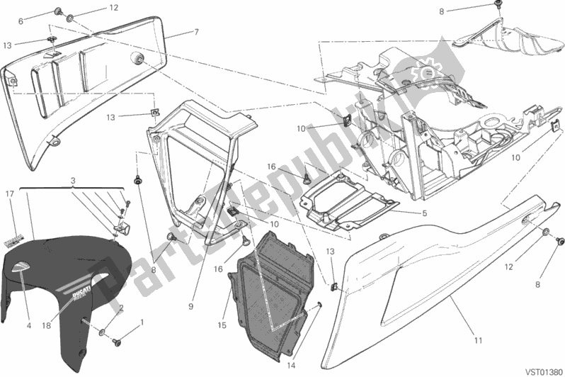 Tutte le parti per il Parafango Anteriore del Ducati Diavel Carbon Brasil 1200 2014